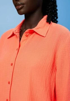 ESPRIT Seersucker - Overhemdblouse - Coral Orange -Esprit 040c524ea3c04a2ab458b9728295a795