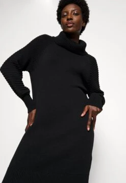 Edc By Esprit Wide Neck Dress - Gebreide Jurk - Black -Esprit 1e0cfb1c764144fb8716acde8153ff28