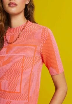 ESPRIT Kurzarm Aus Jacquard - T-Shirt Print - Orange Red New -Esprit 28664030c1ee4020af2e04afaffb5c75