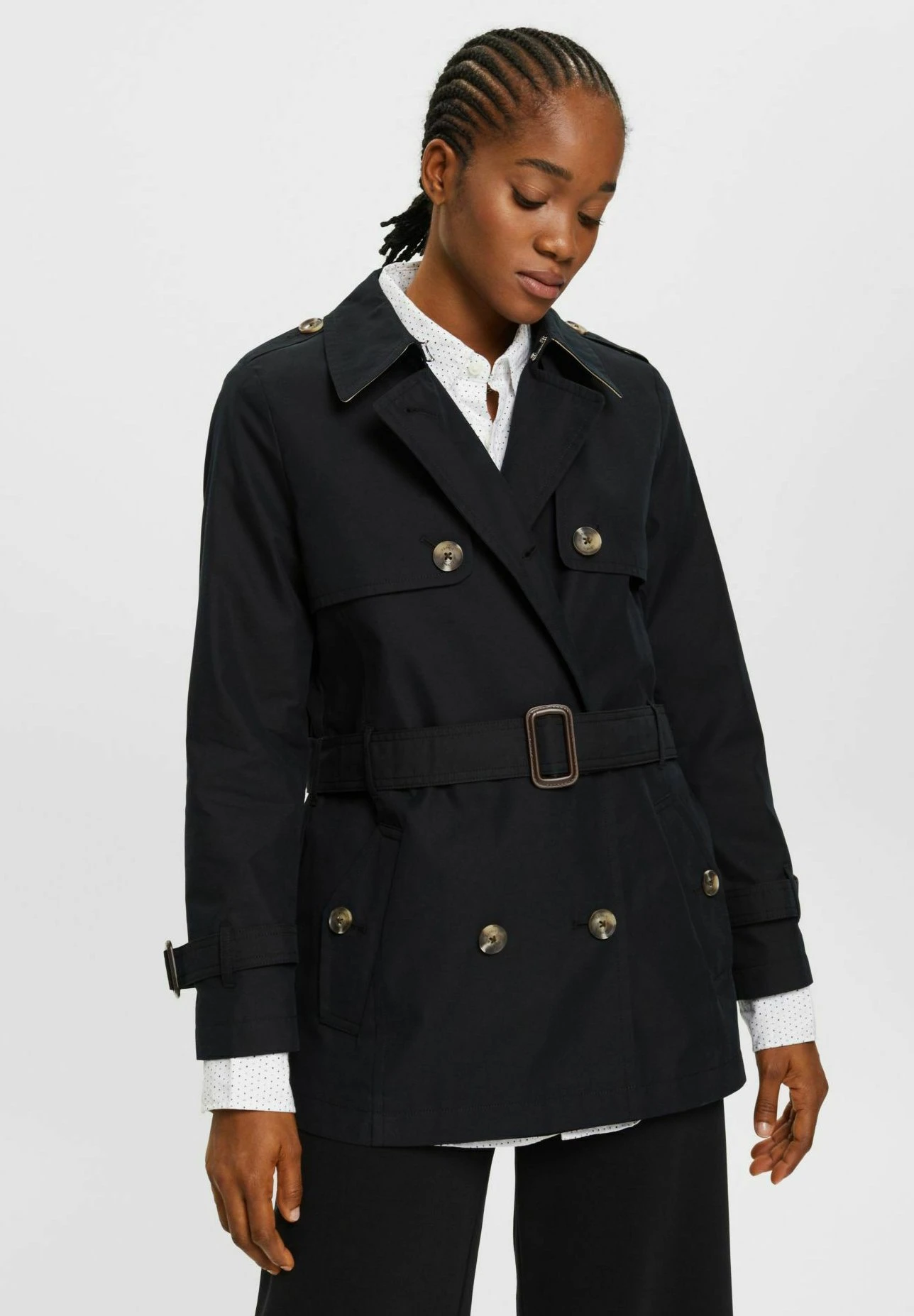 ESPRIT Kurzer Mit Gürtel - Trenchcoat - Black 3 ESPRIT Kurzer Mit Gürtel - Trenchcoat - Black