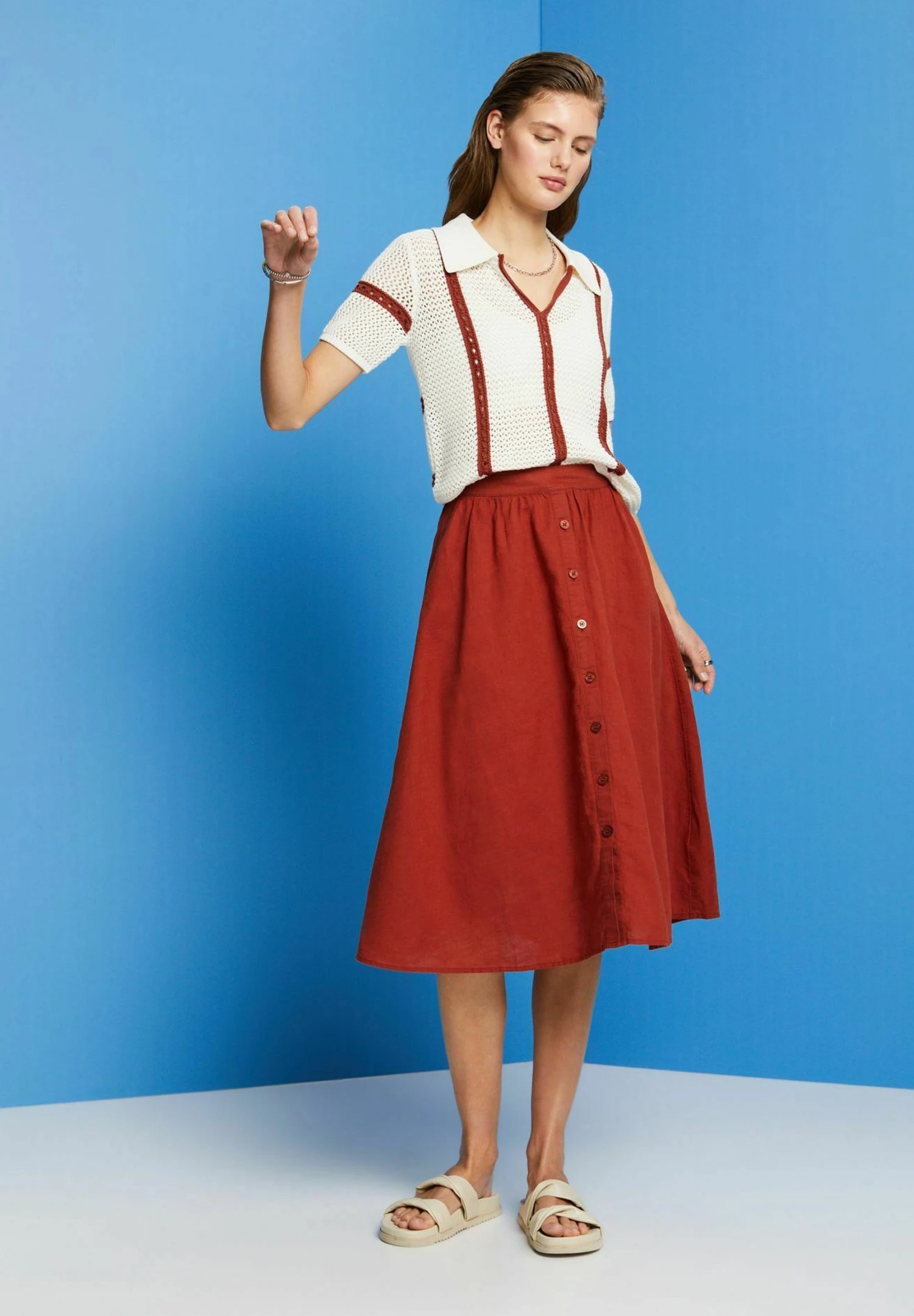 ESPRIT Light- A-Lijn Rok - Terracotta New 5 ESPRIT Light- A-Lijn Rok - Terracotta New - Afbeelding 3