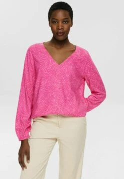 Edc By Esprit Fluid Bubblehem- Blouse - Pink Fuchsia