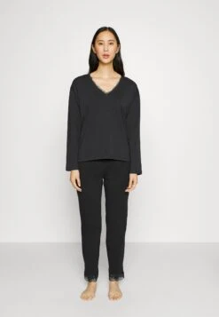 ESPRIT Seasonal Solid Long Leg Long Sleeve - Pyjama - Black