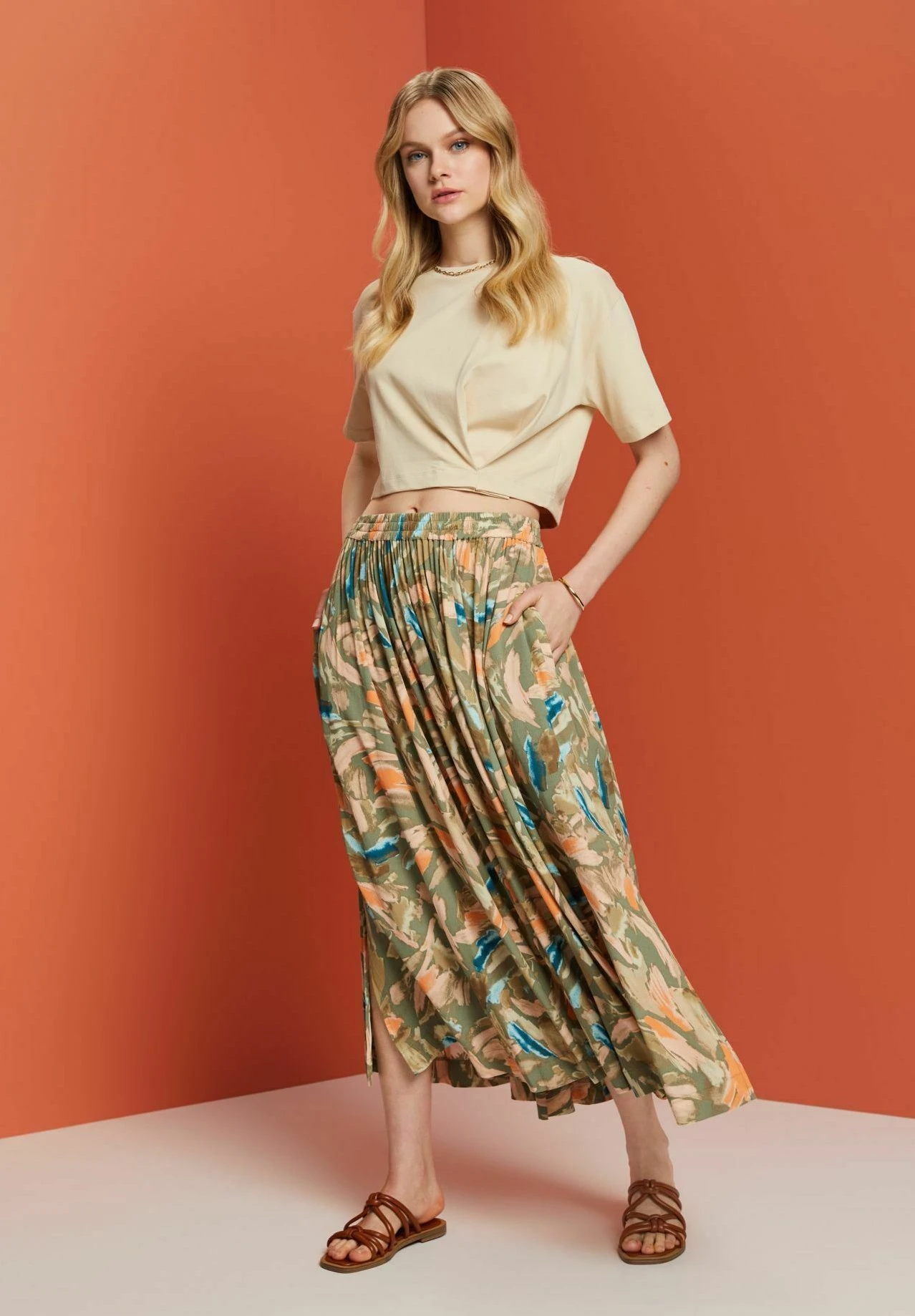 ESPRIT Light - Plooirok - Light Khaki 10 ESPRIT Light - Plooirok - Light Khaki - Afbeelding 8