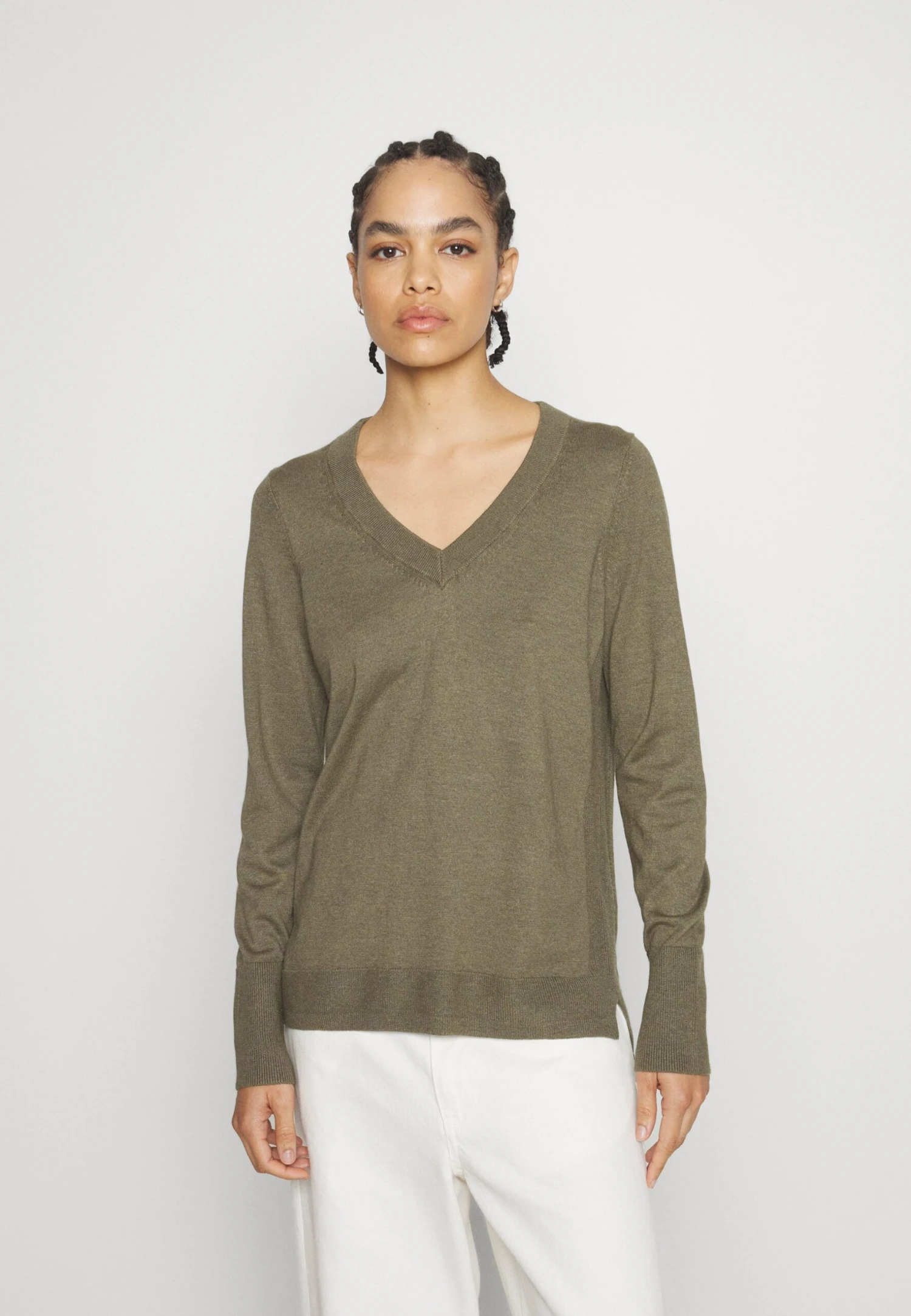 ESPRIT V Neck - Trui - Khaki Green 5 ESPRIT V Neck - Trui - Khaki Green - Afbeelding 3