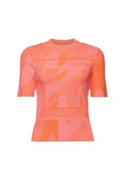ESPRIT Kurzarm Aus Jacquard - T-Shirt Print - Orange Red New -Esprit 8e8d1e566ebb4651ae4f472a9a16013e