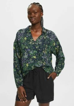 Edc By Esprit Mit Blumen-Print - Blouse - Navy