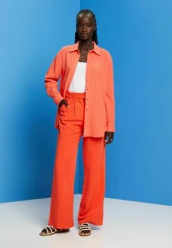 ESPRIT Seersucker - Overhemdblouse - Coral Orange -Esprit c9bce310b66f4da4b7b1bd16fd1e9693
