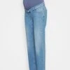 Pants Over The Belly - Straight Leg Jeans - Light Blue Denim