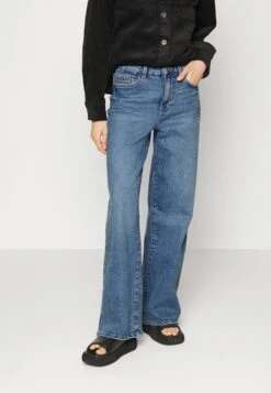 Edc By Esprit Wide Leg High Rise - Flared Jeans - Blue Medium Wash