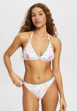 ESPRIT Wattiertes Neckholder Mit Floralem Print - Bikinitop - Teal Blue
