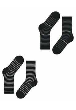 ESPRIT Fine Stripe 2-Pack - Sokken - Black -Esprit ee668bcdebaa44bdbbf995600c37b84b