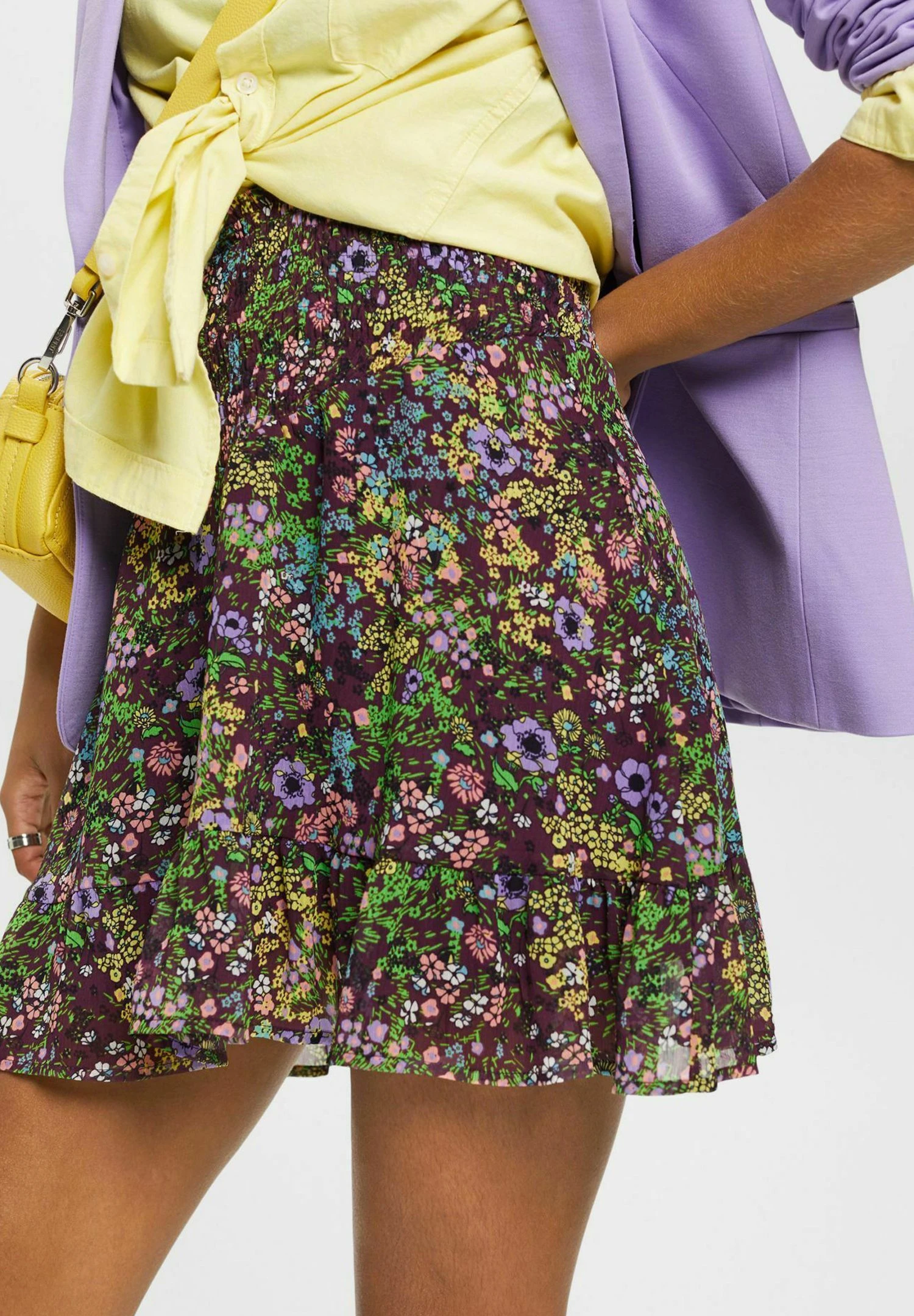 Edc By Esprit Mit Blumenmuster - A-Lijn Rok - Dark Purple 7 Edc By Esprit Mit Blumenmuster - A-Lijn Rok - Dark Purple - Afbeelding 5