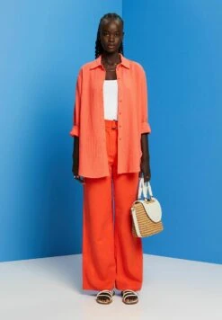 ESPRIT Seersucker - Overhemdblouse - Coral Orange -Esprit f80dff6998b34784ad589298bfe08a2b